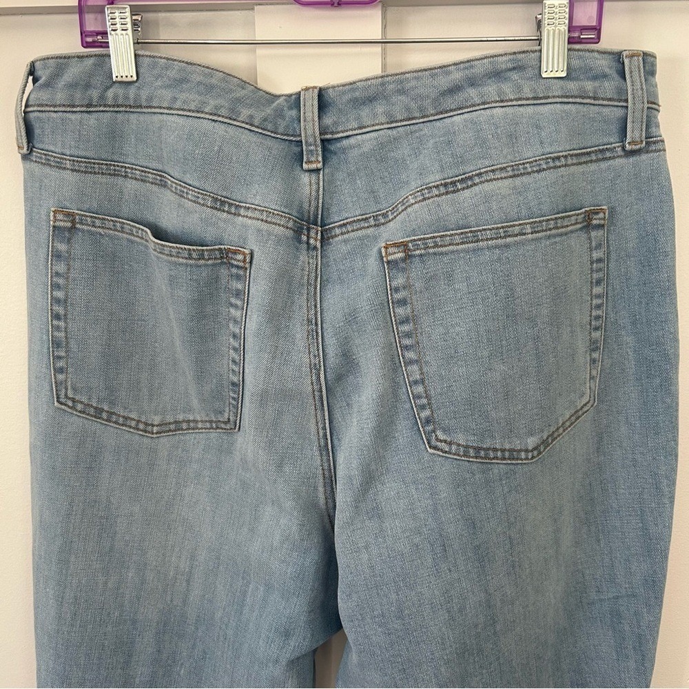 Talbots Modern Ankle Jeans Pink Ribbon Denim Colorful Embellished Size 16 - Picture 11 of 14